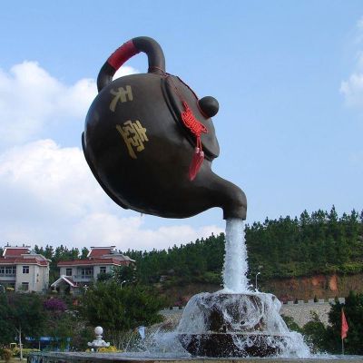 户外大型景观不锈钢仿铜悬空流水天壶博鱼网页版