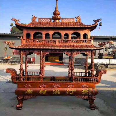 村庄庙宇摆放双层铸铁仿铜香炉