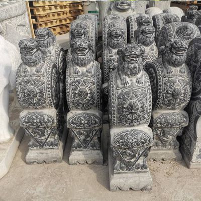 仿古做旧青石浮雕鲸鱼门口抱鼓石博鱼网页版