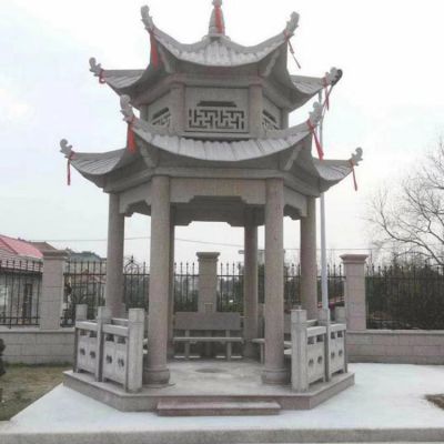 别墅庭院大理石雕刻中式二层休闲凉亭博鱼网页版