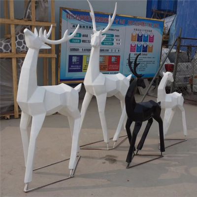 不锈钢几何块面抽象梅花鹿