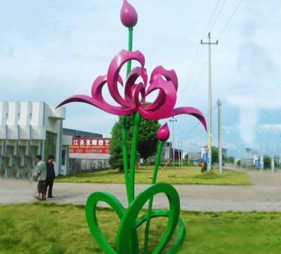 公园户外彩色不锈钢抽象荷花博鱼网页版