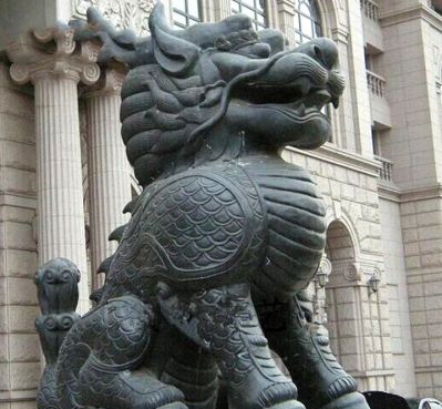 酒店门口大型景观不锈钢仿古做旧麒麟博鱼网页版