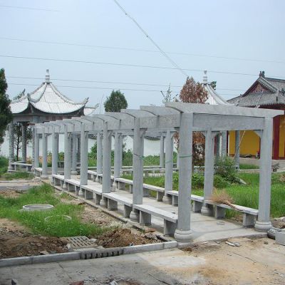 大理石雕刻中式花架长廊休闲石凉亭