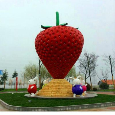 广场大型玻璃钢仿真水果草莓博鱼网页版