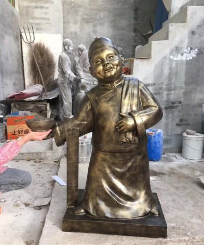 游乐场卡通迎客人店小二玻璃钢仿铜博鱼网页版