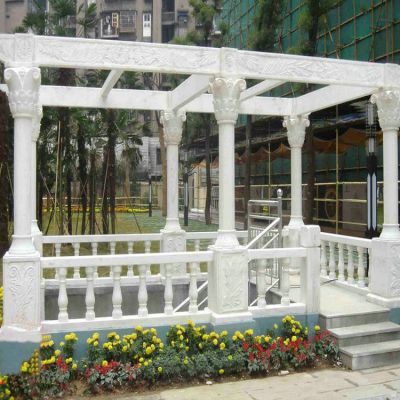 大理石石雕户外园林景观大型长廊