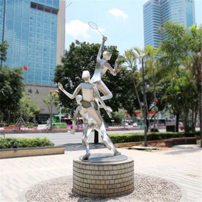 运动人物景观不锈钢几何抽象街道摆件