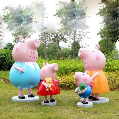 小猪佩奇一家四口，玻璃钢卡通人物博鱼网页版