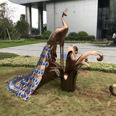 不锈钢烤漆孔雀博鱼网页版售楼部户外园林摆件