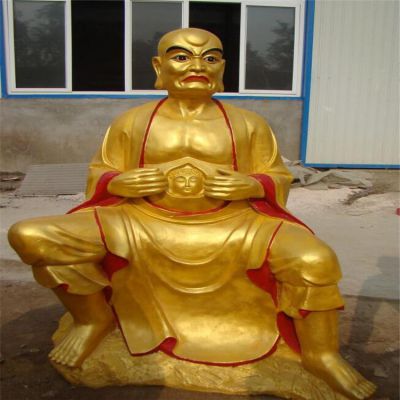 玻璃钢鎏金寺院树脂罗汉佛像坐式博鱼网页版摆件
