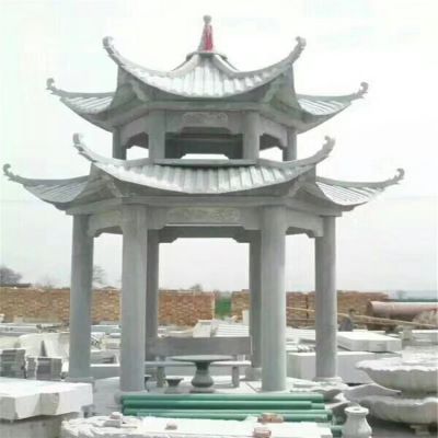 户外公园大理石石雕中式双层凉亭博鱼网页版