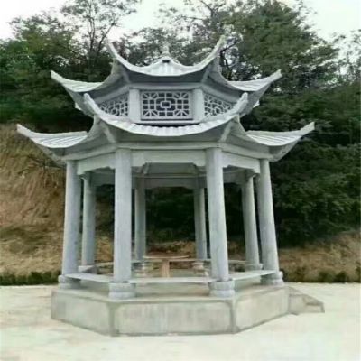 户外公园大理石砂石石雕双层凉亭博鱼网页版