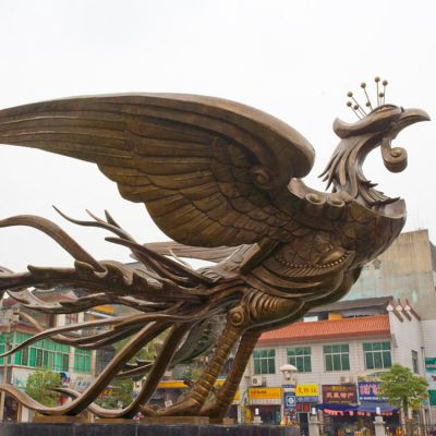 广场大型铜雕凤凰摆件