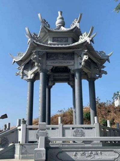 大理石户外寺庙浮雕二层六角凉亭博鱼网页版摆件