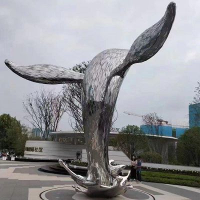 大型不锈钢海豚 鲸博鱼网页版镜面动物户外摆件广场景观博鱼网页版