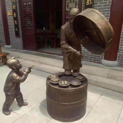 户外街道民俗小品买吃食的人物景观