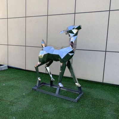 不锈钢几何镜面抽象小鹿