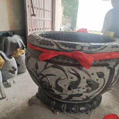 仿古做旧青石石雕养鱼种花的鱼缸博鱼网页版