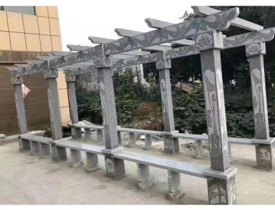 青石浮雕中式庭院广场葡萄花架博鱼网页版