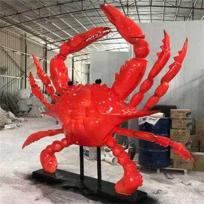 商场饭店大型玻璃钢彩绘仿真螃蟹博鱼网页版