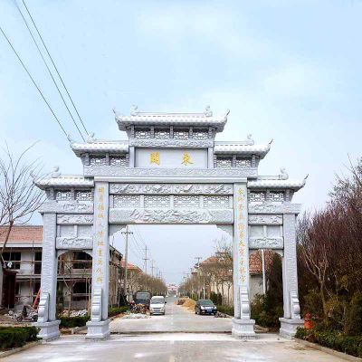 村镇别墅仿古中式三门五楼石牌坊博鱼网页版