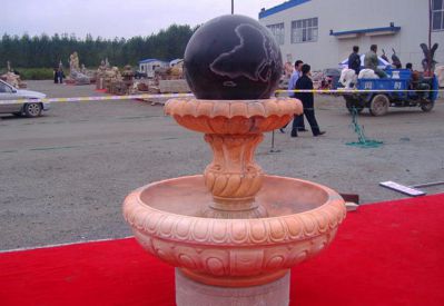 庭院小型晚霞红风水球盆景观石雕