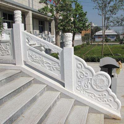 庭院楼梯扶手汉白玉浮雕兰梅竹菊花纹栏杆博鱼网页版