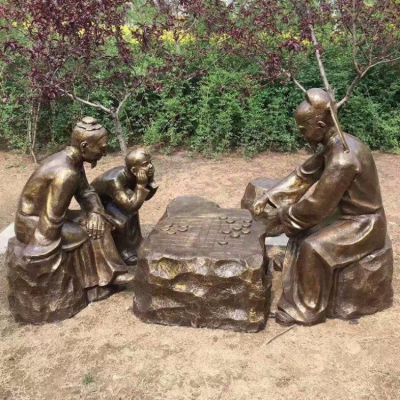 户外园林下棋的玻璃钢仿铜人物博鱼网页版