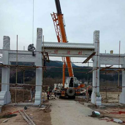 大理石石雕园林景区大型三门牌坊博鱼网页版