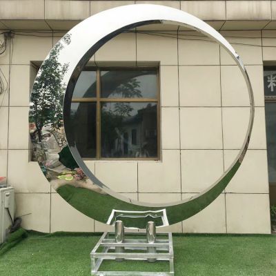 大型不锈钢镜面圆环博鱼网页版 户外别墅水池喷泉摆件