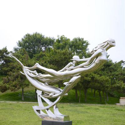 不锈钢镜面户外广场抽象跳舞的人物博鱼网页版