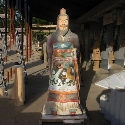 广场园林玻璃钢彩绘秦始皇塑像