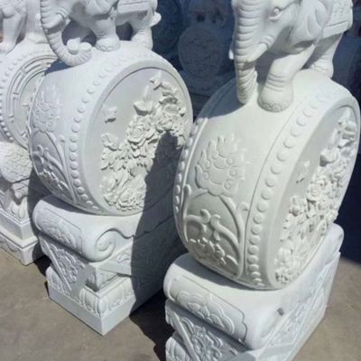 汉白玉雕刻小象石雕别墅庭院抱鼓石