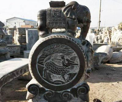 民俗风吉祥小象抱鼓石仿古青石门墩