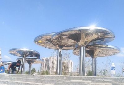 城市广场摆放不锈钢镜面蘑菇凉亭装饰摆件