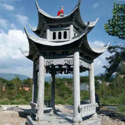 景区公园青石仿古休息凉亭石雕
