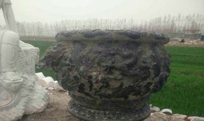 庭院圆形青石仿古做旧浮雕缸博鱼网页版