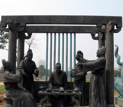 铜雕古代人物景区园林喝酒景观装饰品酒文化博鱼网页版
