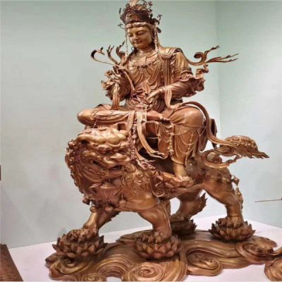 紫铜铸造文殊菩萨寺庙家用室内摆件