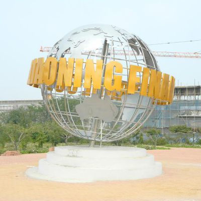 校园大型不锈钢镂空字母标识地球仪景观博鱼网页版