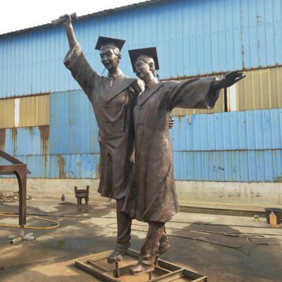 校园玻璃钢仿铜学生毕业情景小品