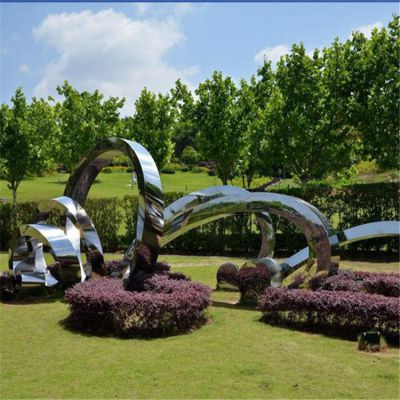 花园不锈钢几何镜面创意异形景观摆件