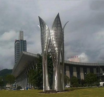 公园大型抽象不锈钢树叶博鱼网页版