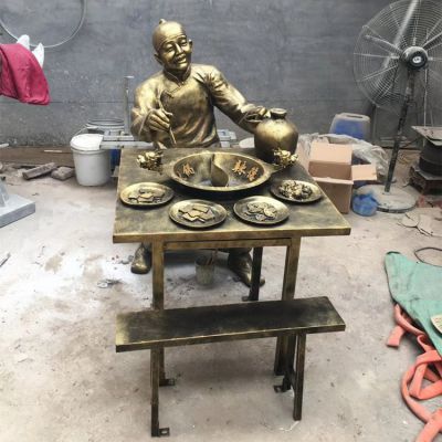 户外街道玻璃钢仿铜吃火锅的人物博鱼网页版