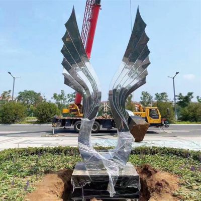 大型景观不锈钢景观金属户外城市园林水景抽象翅膀