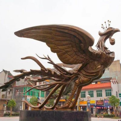 广场摆放铸铜锻造凤凰神像博鱼网页版