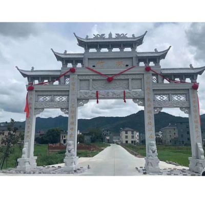农村街道大理石石雕大型中式牌坊博鱼网页版