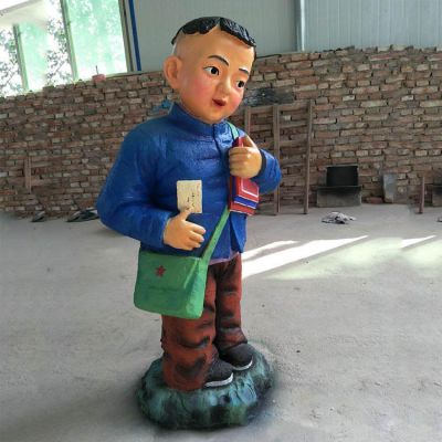 玻璃钢彩绘玻璃钢卡通读书郎博鱼网页版摆件