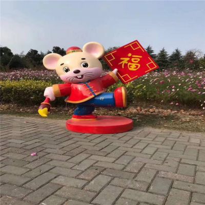 商场新船美陈摆件玻璃钢卡通老鼠博鱼网页版